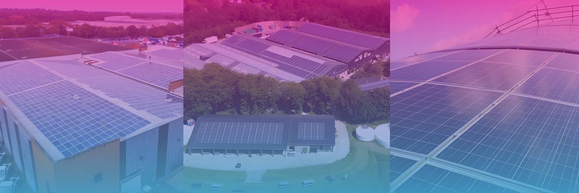 Solar panel installations across commercial sites showcasing Olympus Power’s renewable energy projects in the UK.